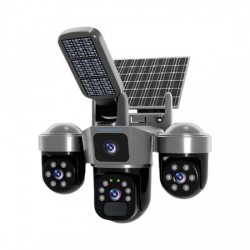 IP Соларна Камера 4G 9MP 1080P с 3 Обектива – 360° HD Видеонаблюдение, LED Осветление 